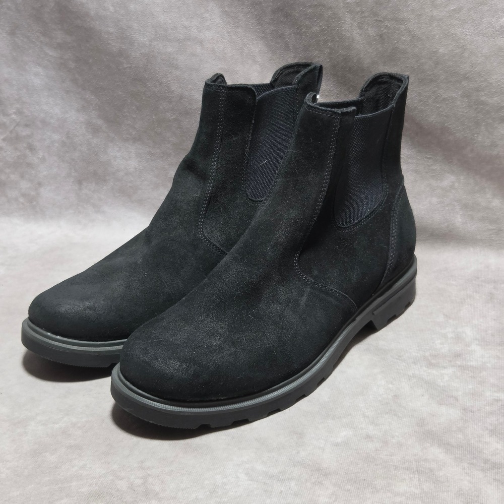 Sorel Mens Caribou Chelsea Boots Black Suede Waterproof NM4900-010 Size 12